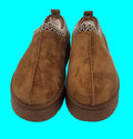 Women's Tan Suede Moccasin Slip-On with decorative stitching
