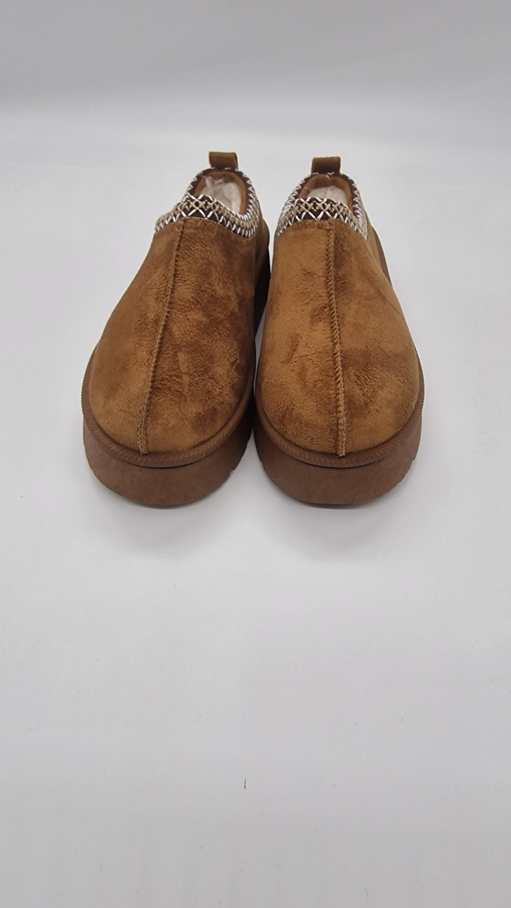 Women's Tan Suede Moccasin Slip-On front view