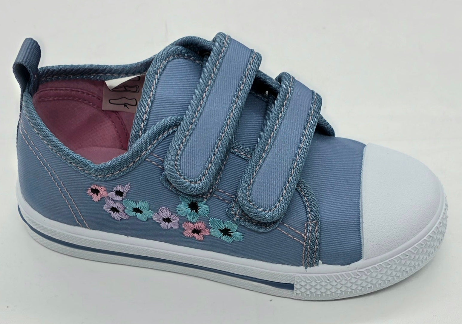 GIRLS BLUE FLOWER PUMPS