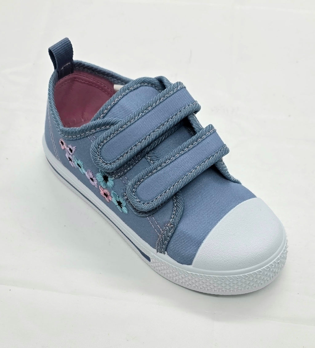 GIRLS BLUE FLOWER PUMPS