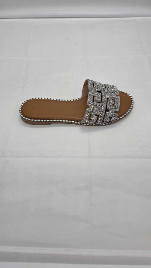 (AC 03) SILVER DIMANTE SLIDERS