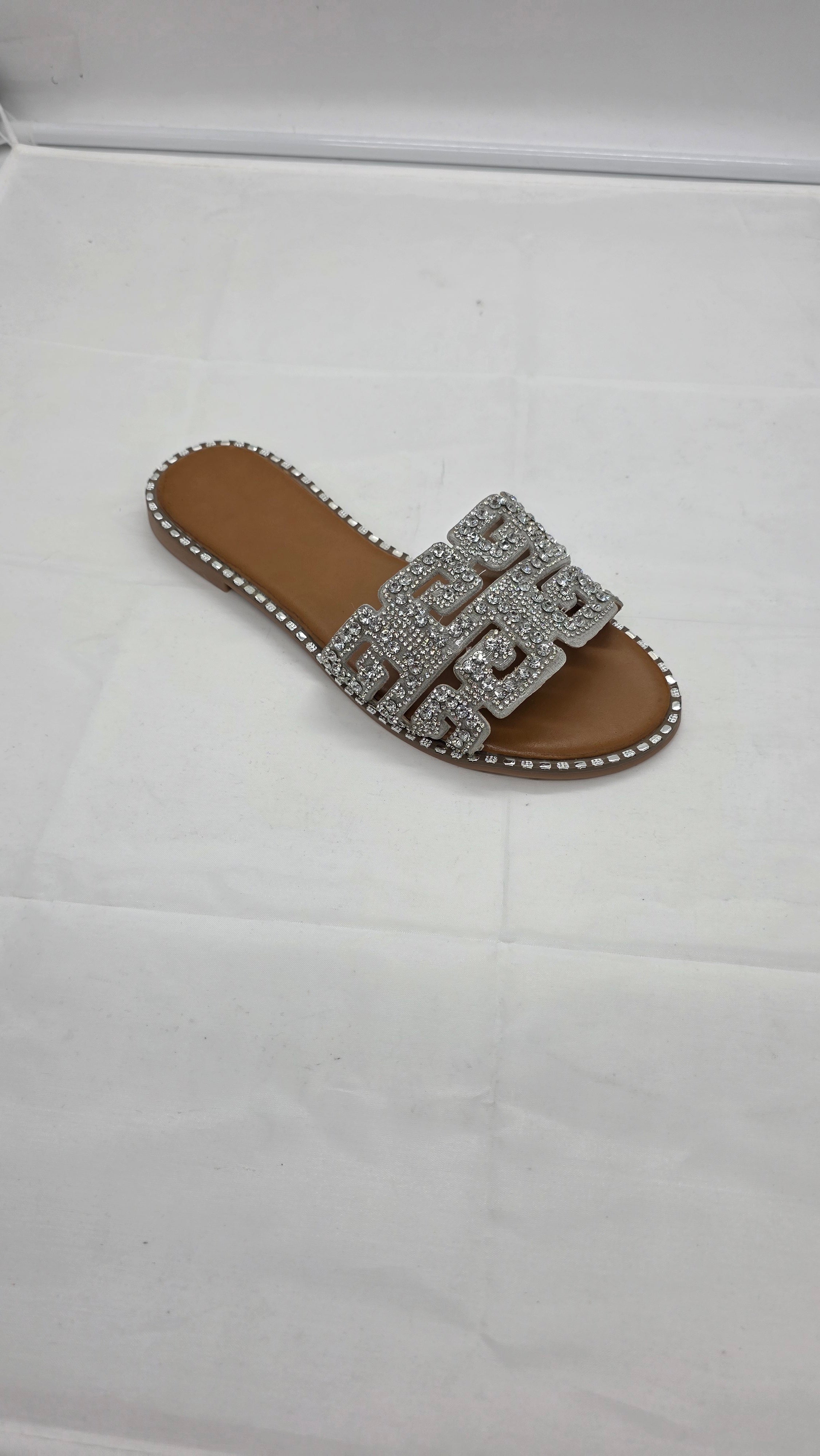 SILVER DIMANTE SLIDERS