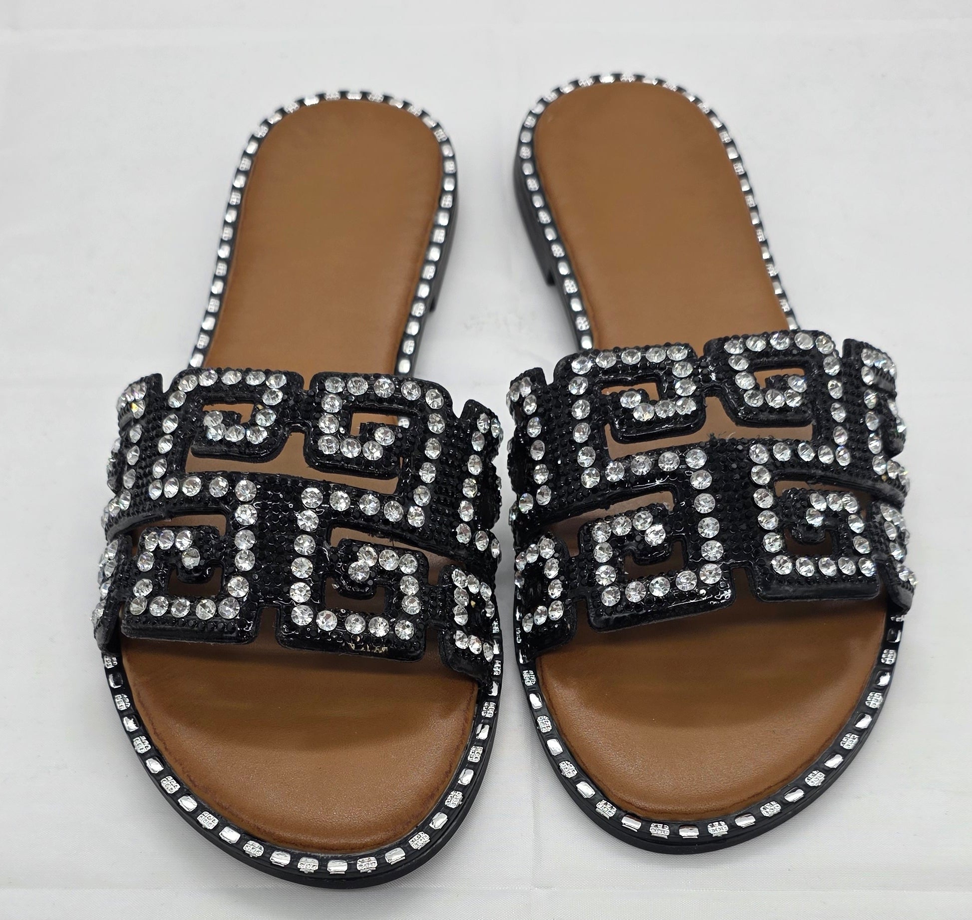 BLACK DIMANTE SLIDERS
