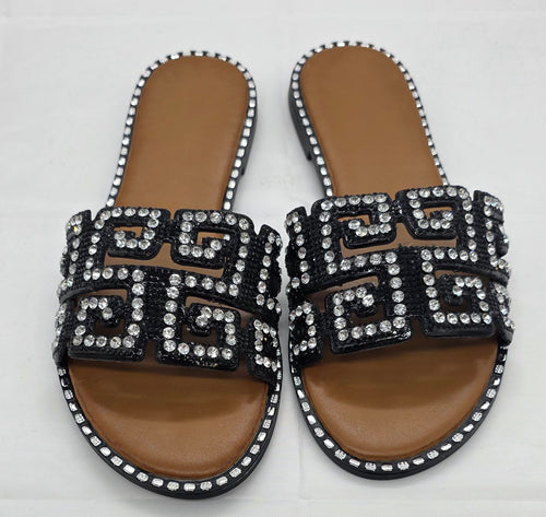 BLACK DIMANTE SLIDERS