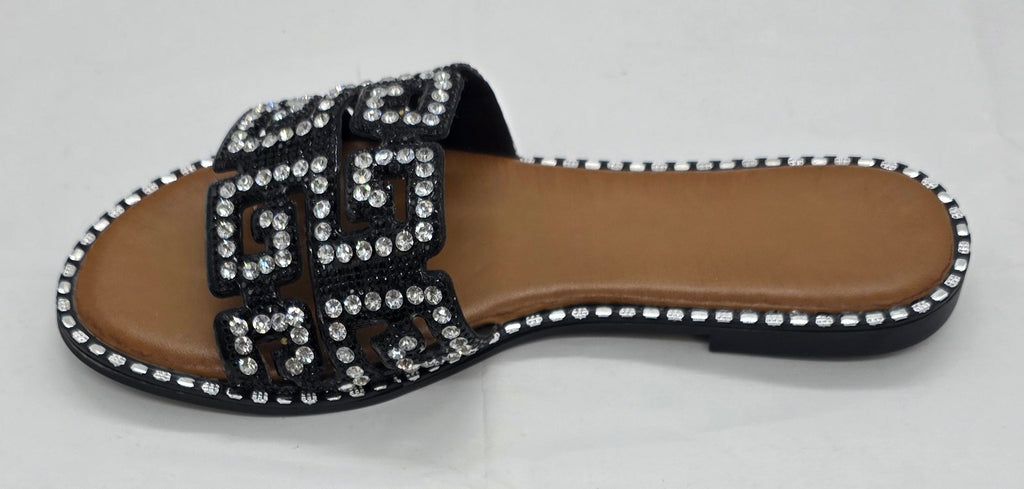 BLACK DIMANTE SLIDERS