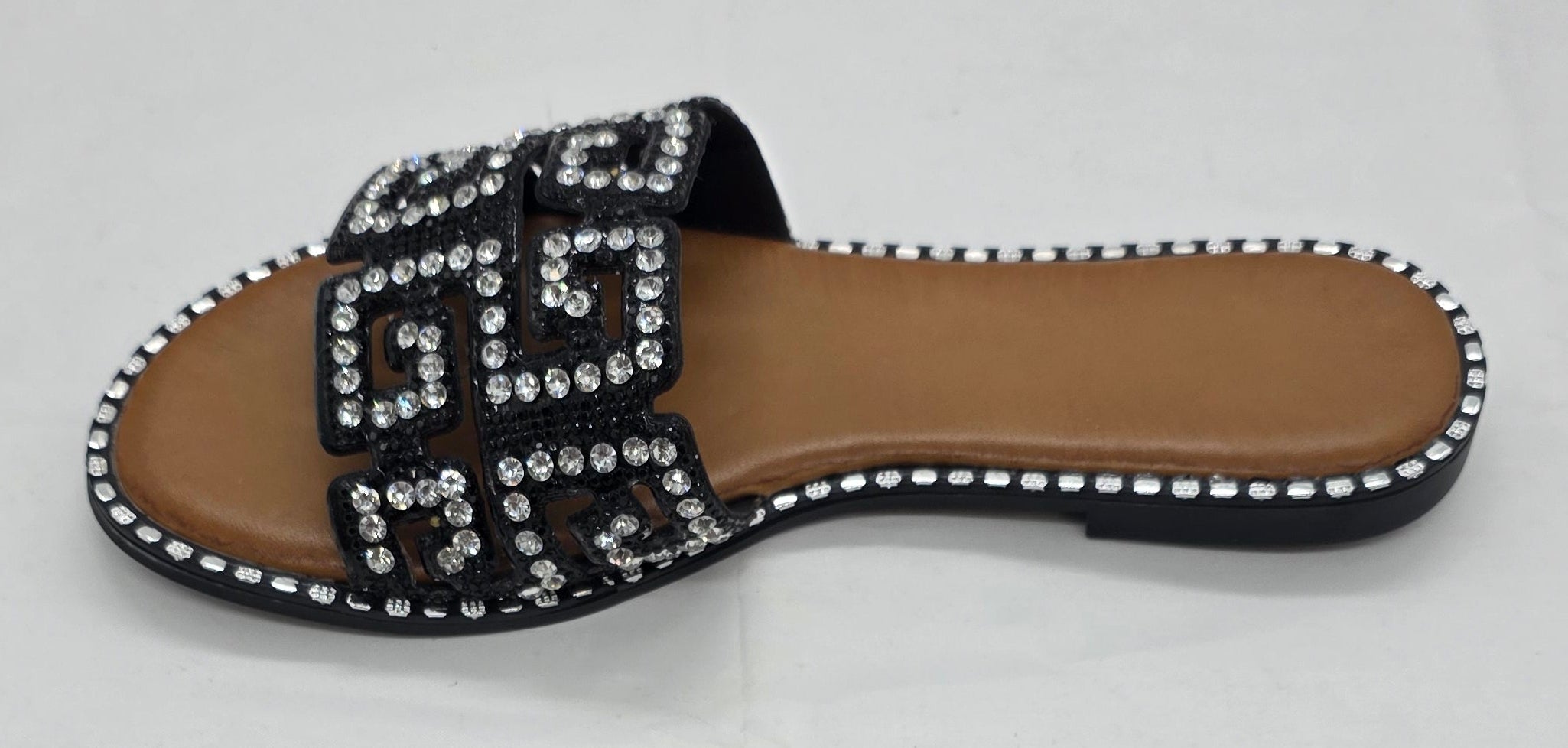 BLACK DIMANTE SLIDERS