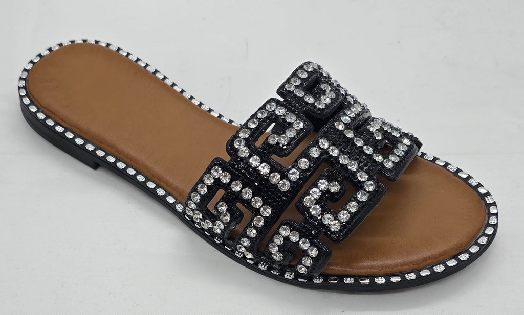 BLACK DIMANTE SLIDERS