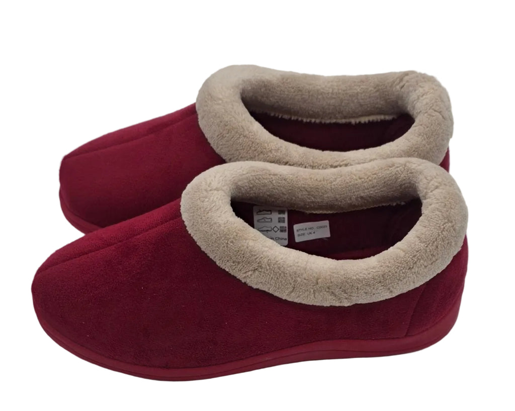 Women's Cosy Faux Fur Slippers – Burgundy
