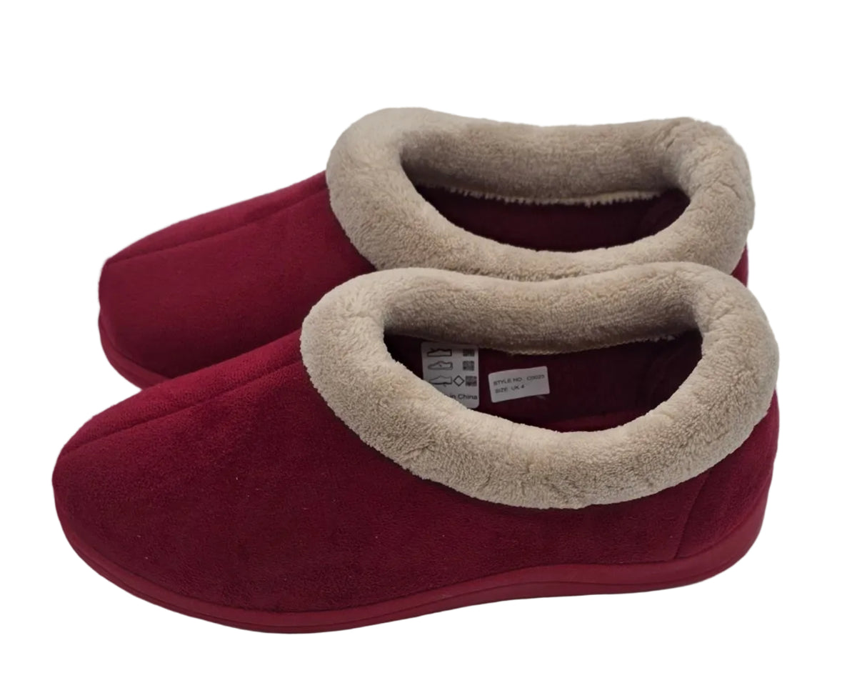 Women's Cosy Faux Fur Slippers – Burgundy