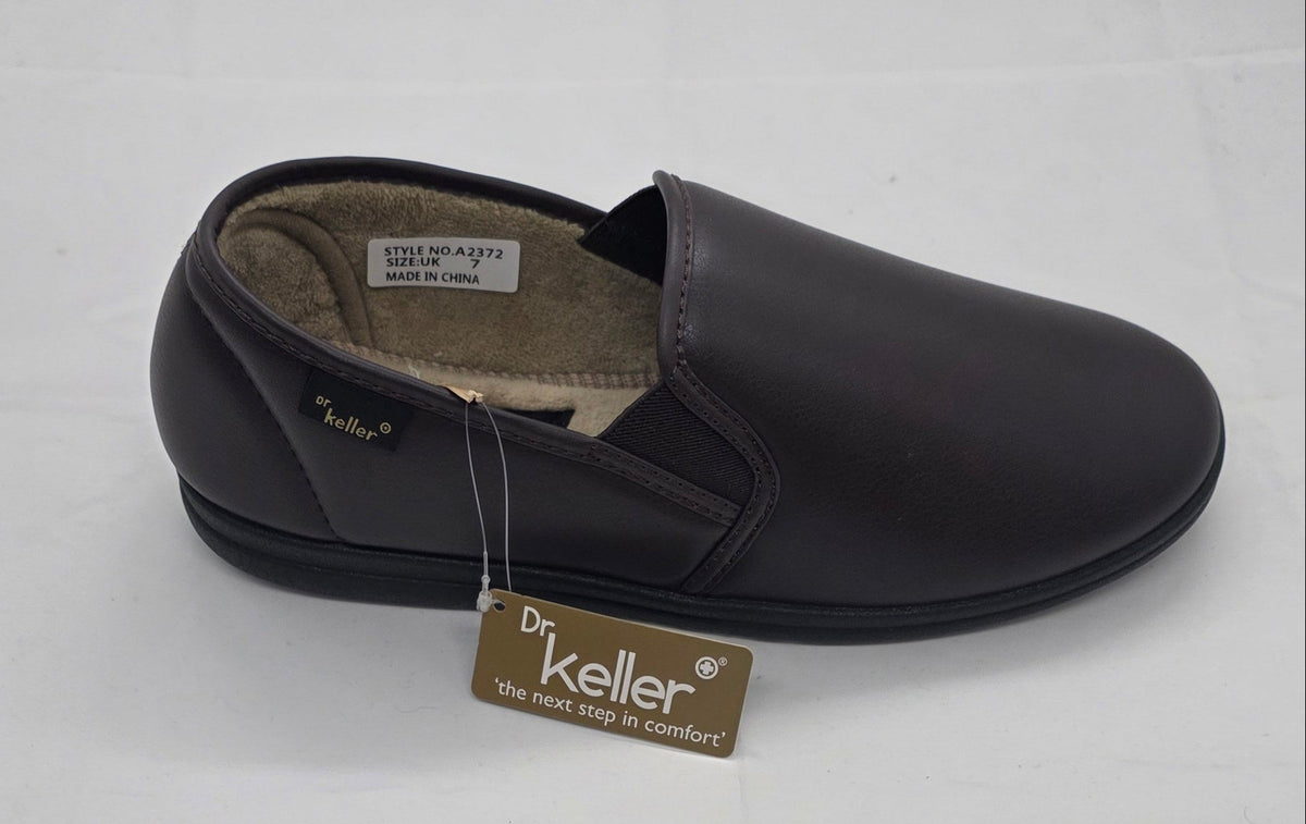Dr. Keller men's black slip-on comfort shoe with brand tag