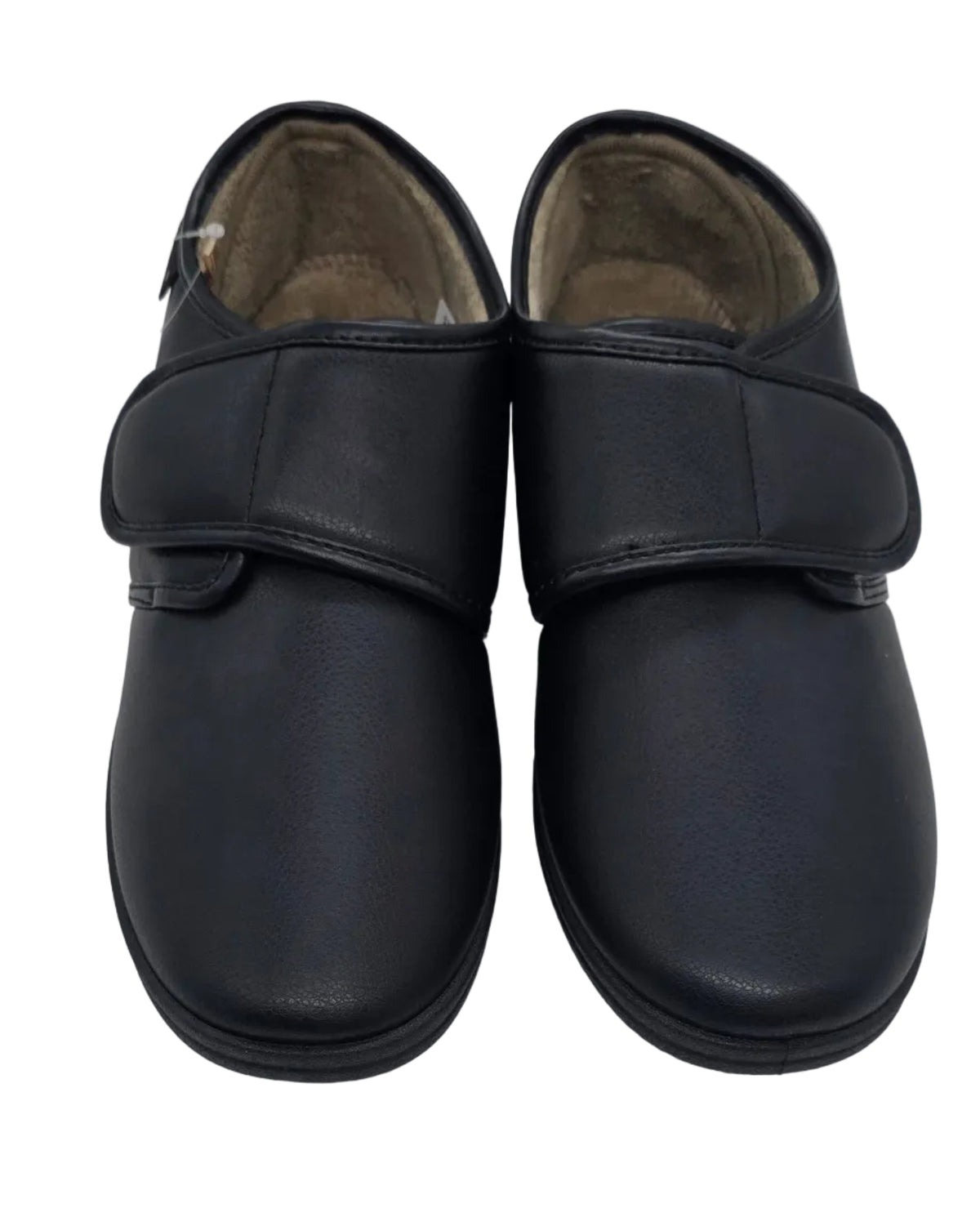 Men's black velcro strap slippers - front view