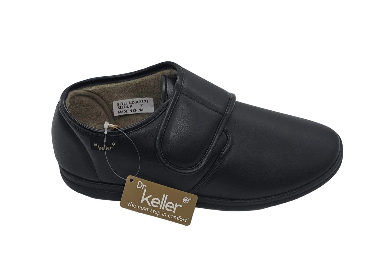 Dr. Keller men's black velcro comfort shoe style A2373 with brand tag