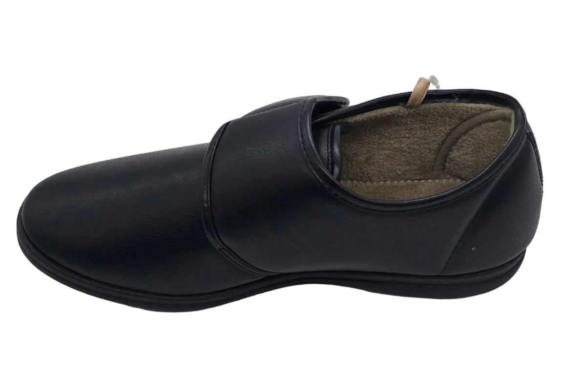 Men's Black Velcro Strap Slippers