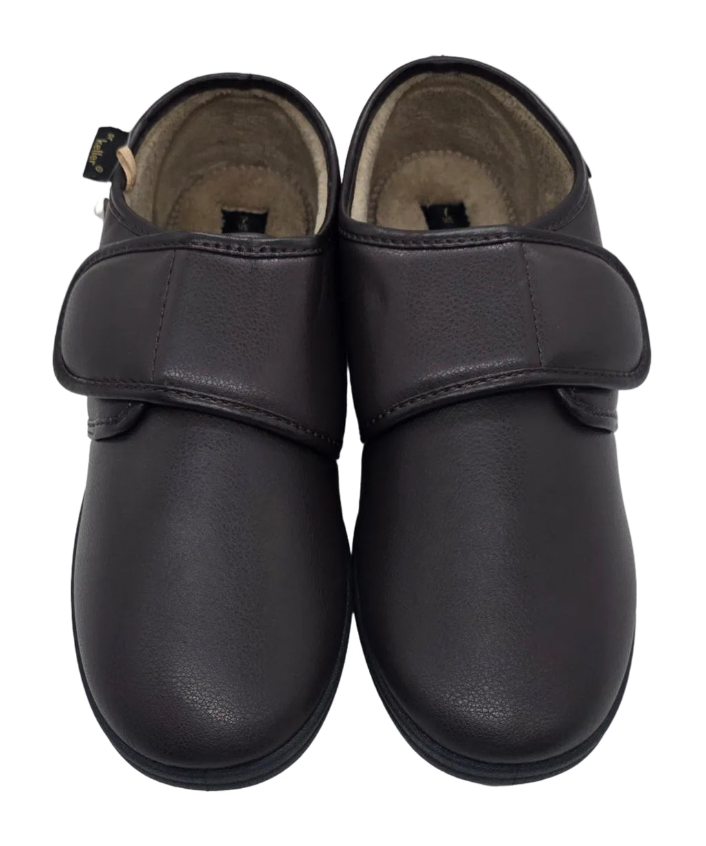 Dr. Keller men's dark brown velcro comfort shoes, front view pair
