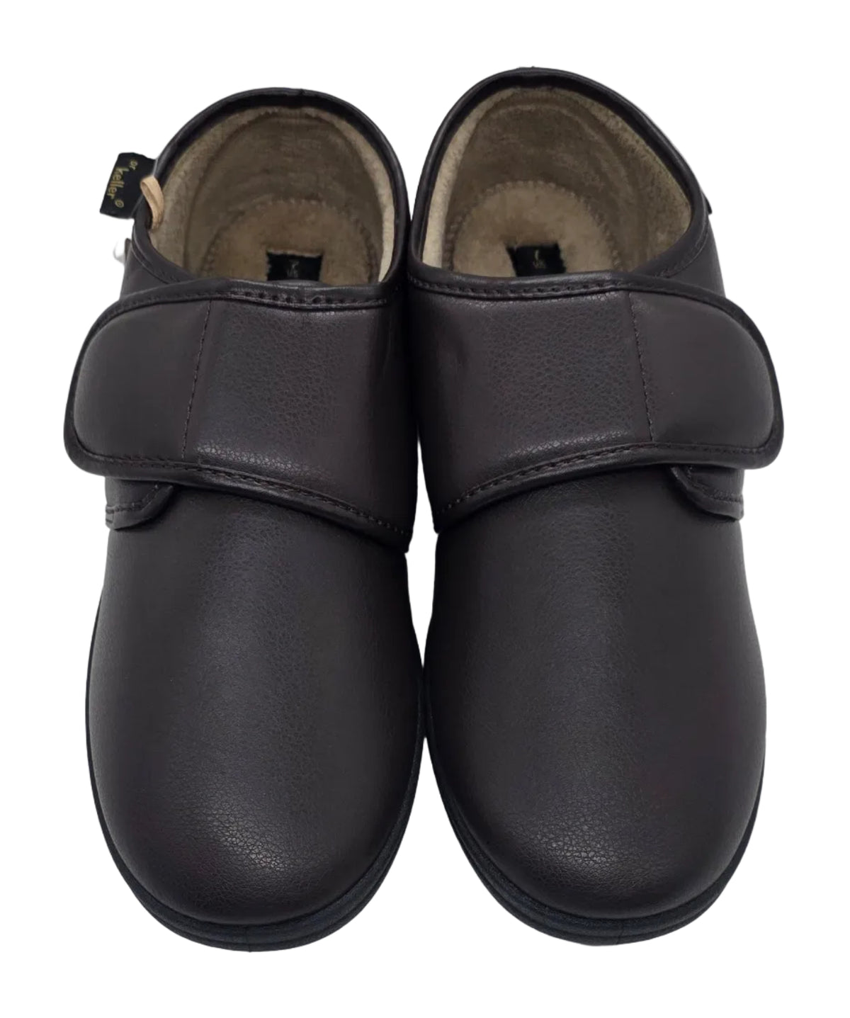 Dr. Keller men's dark brown velcro comfort shoes, front view pair