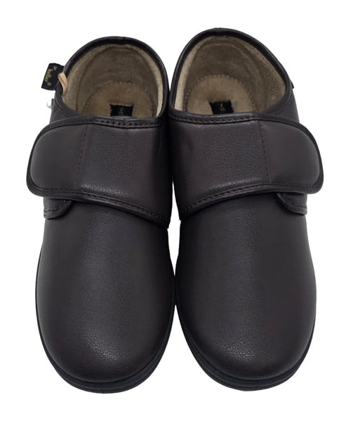 Dr. Keller men's dark brown velcro comfort shoes, front view pair