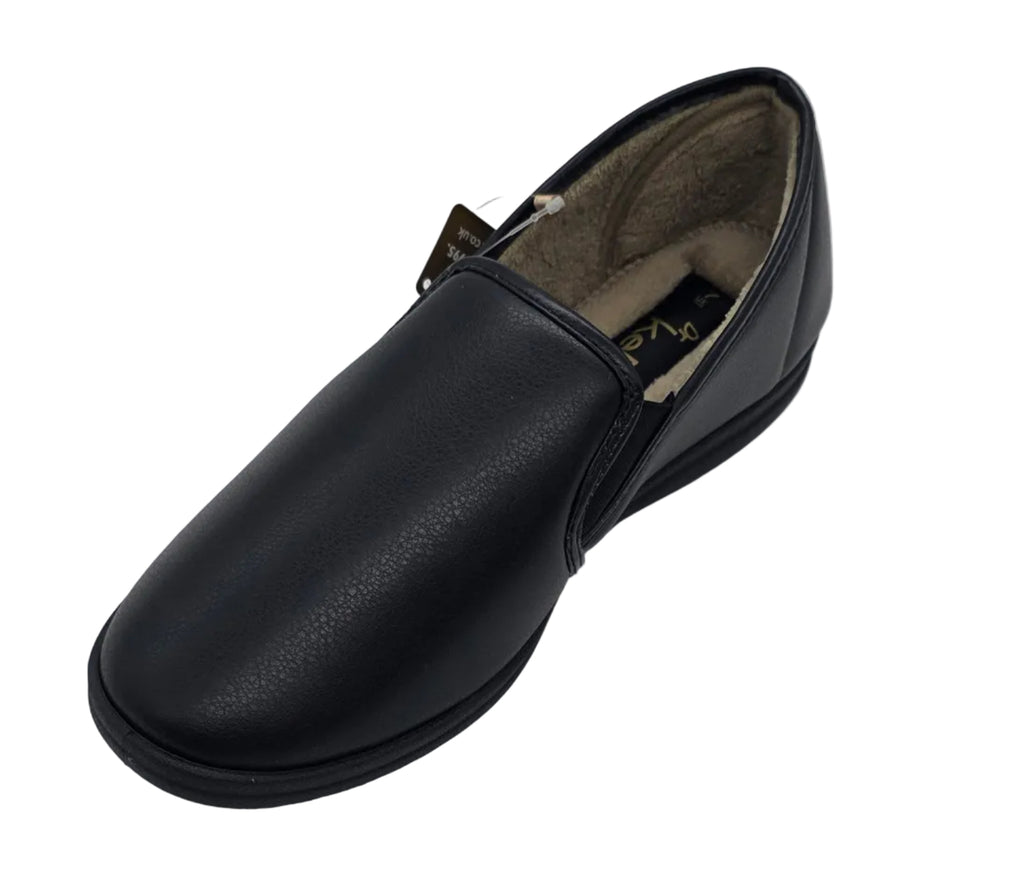 Black Slip-On Lined Slippers