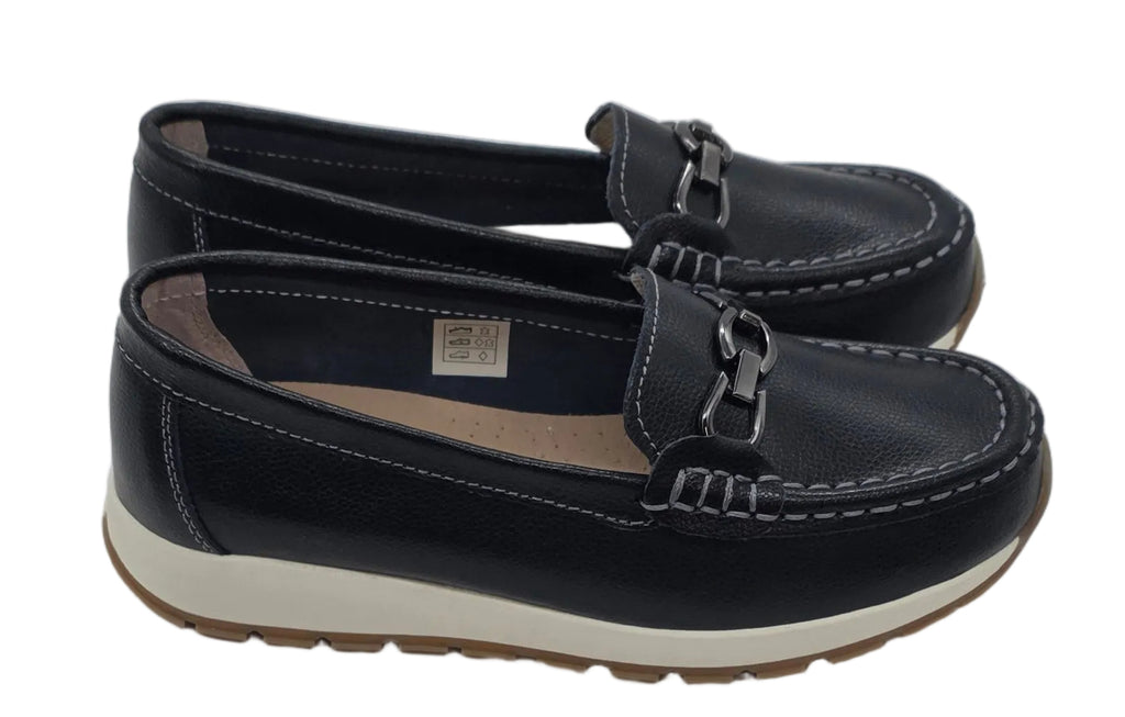 Women's Black Chain-Detail Loafers