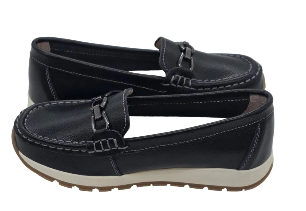 Women's Black Chain-Detail Loafers
