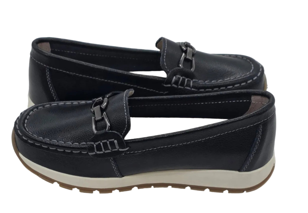 Women's Black Chain-Detail Loafers