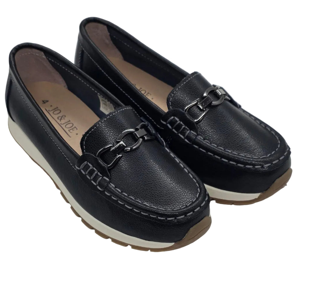 Women's Black Chain-Detail Loafers