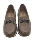 Women's taupe chain-detail loafers - front view