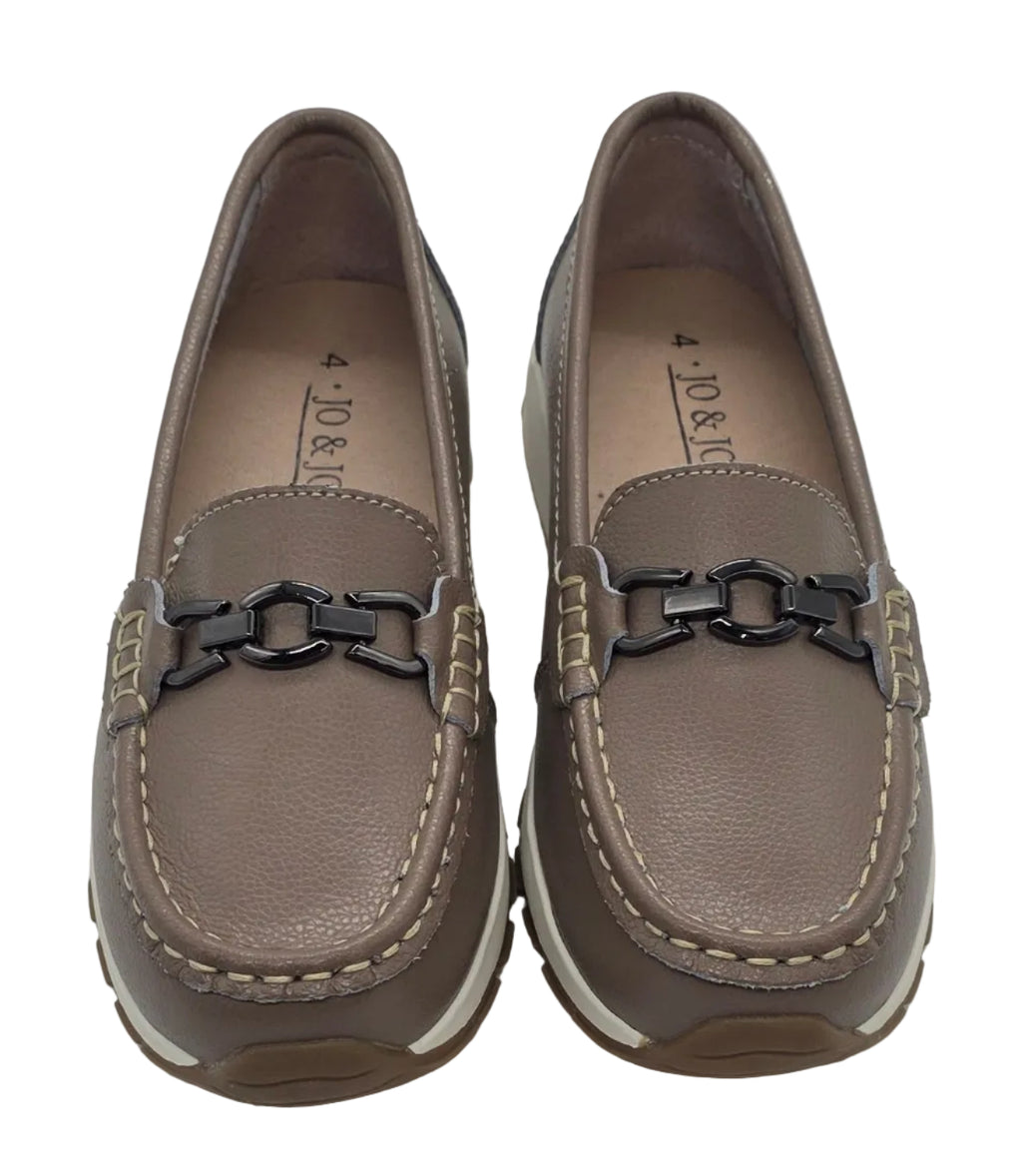 Women's Taupe Chain-Detail Loafers