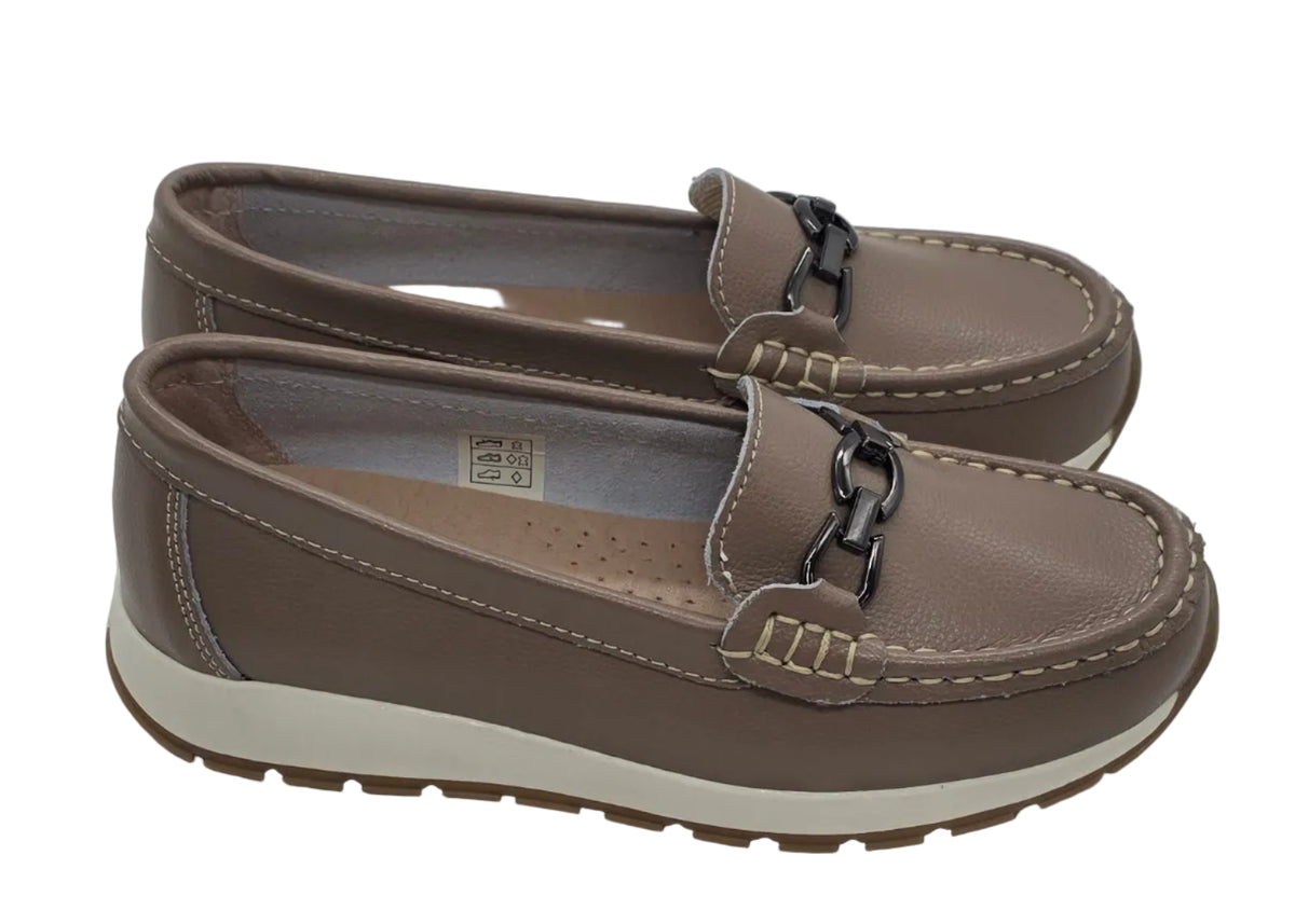 Women's Taupe Chain-Detail Loafers