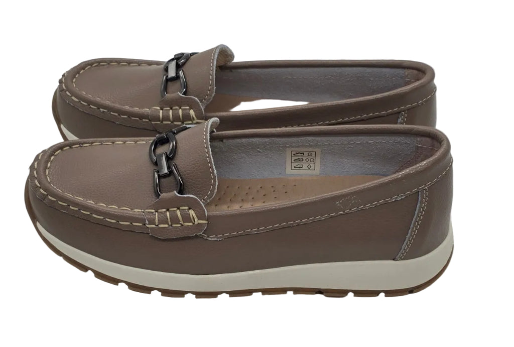 Women's Taupe Chain-Detail Loafers