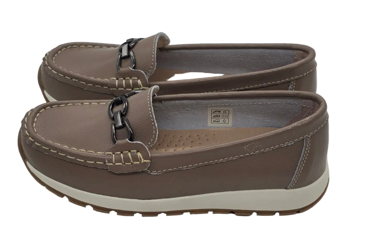 Women's Taupe Chain-Detail Loafers