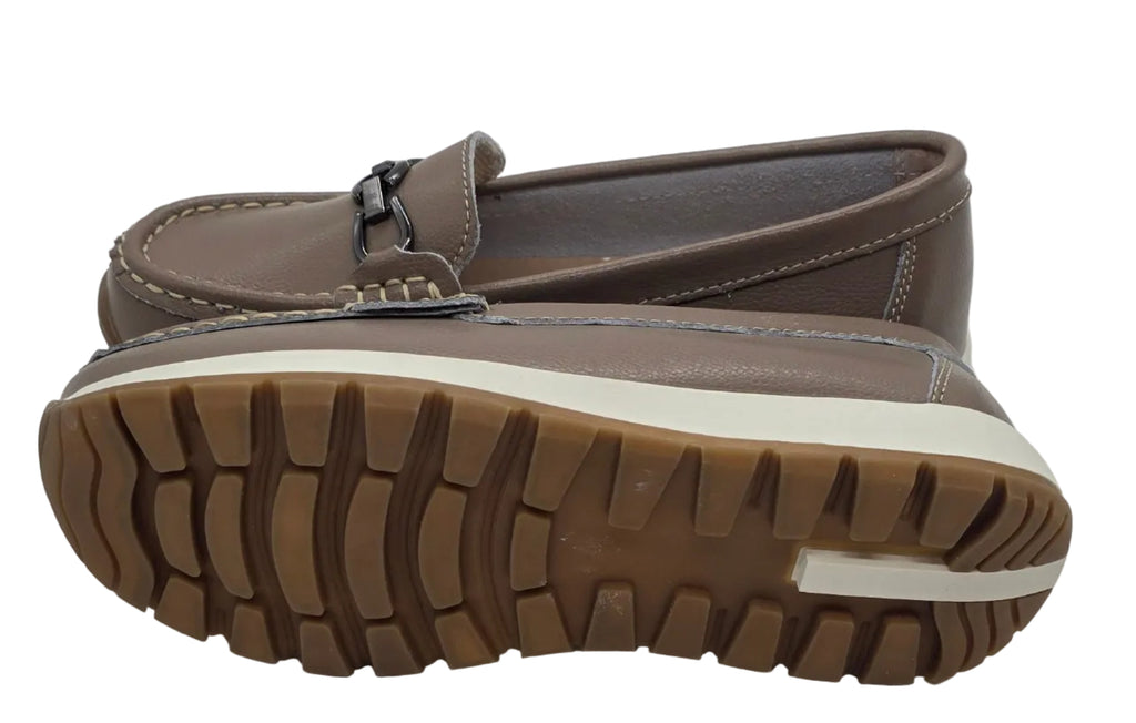 Women's Taupe Chain-Detail Loafers