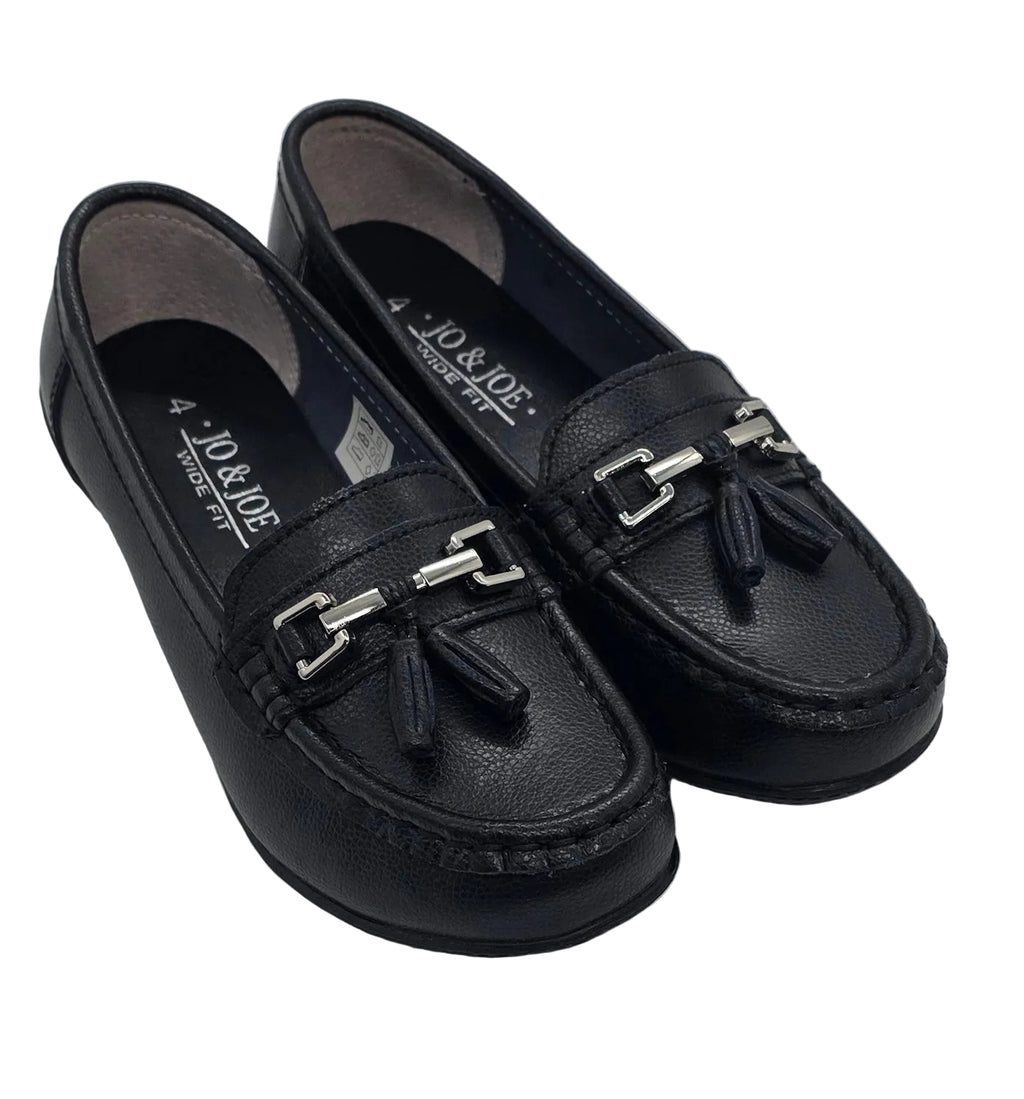 Women's Black Tassel & Chain Loafers
