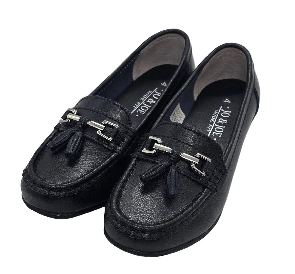 Women's Black Tassel & Chain Loafers