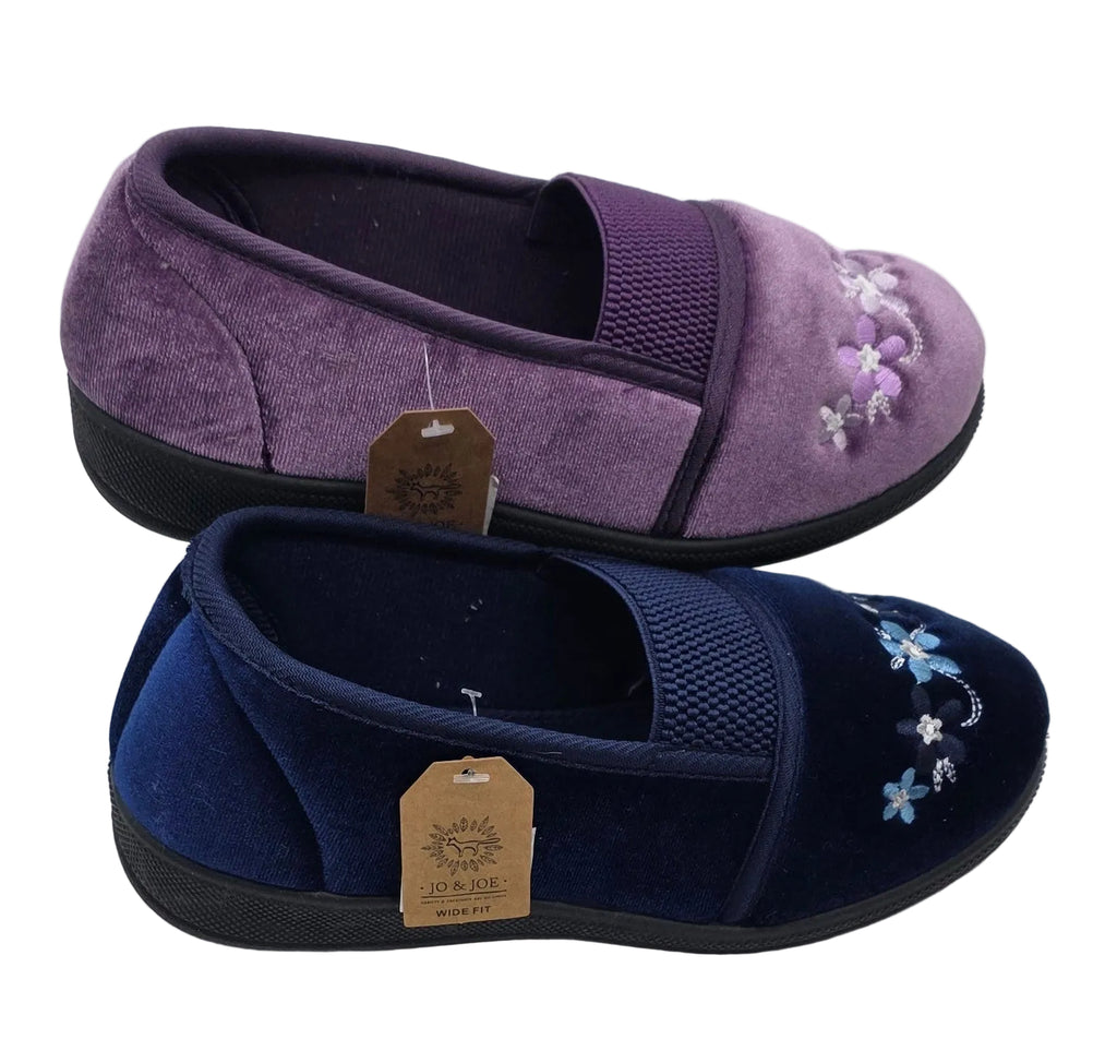 Women's Wide Fit Embroidered Slippers