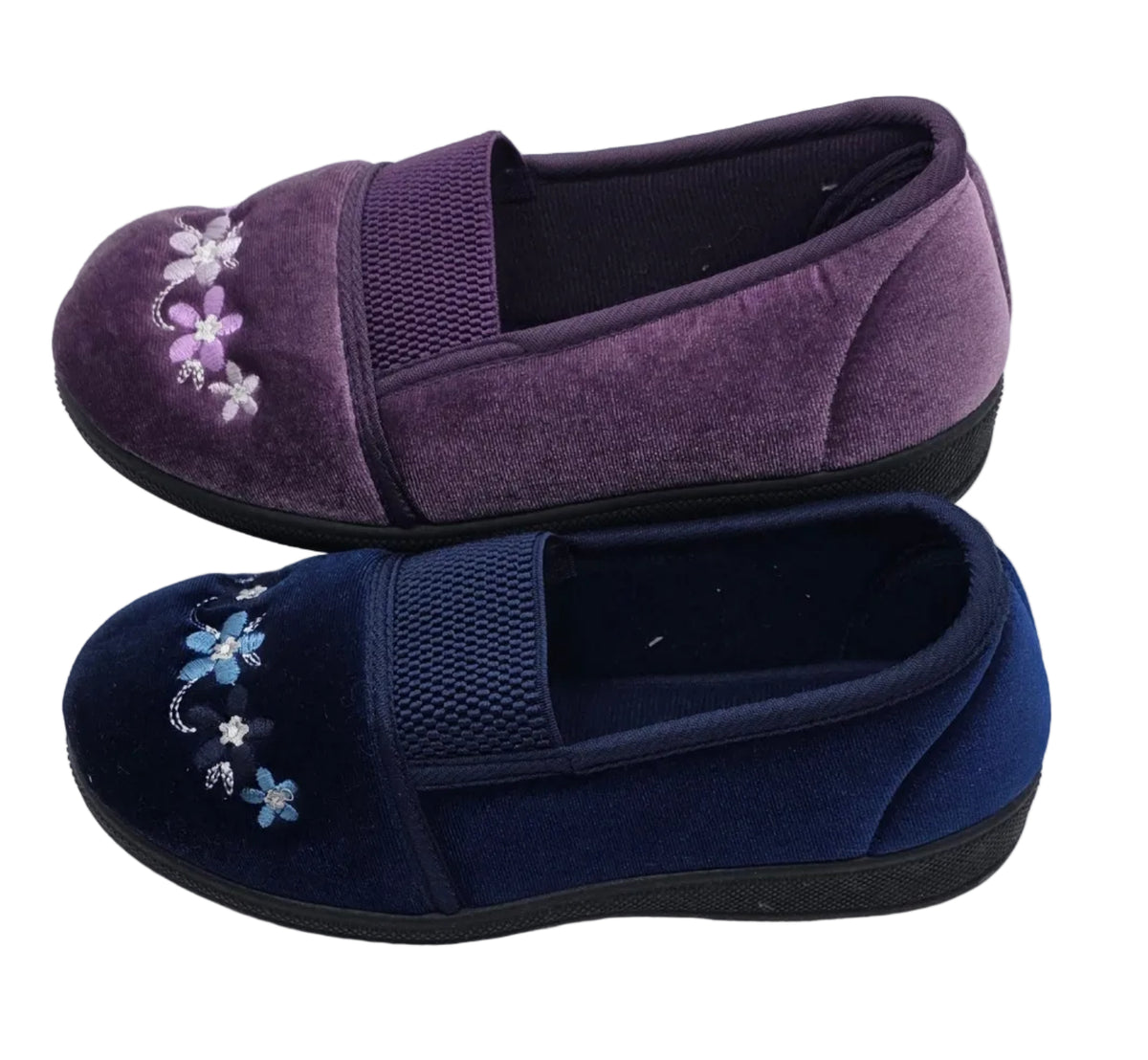 Women's Wide Fit Embroidered Slippers