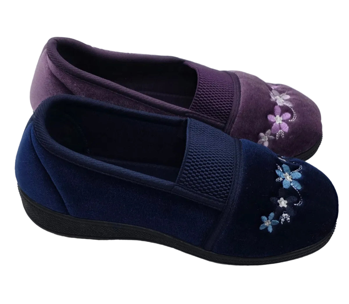 Women's Wide Fit Embroidered Slippers