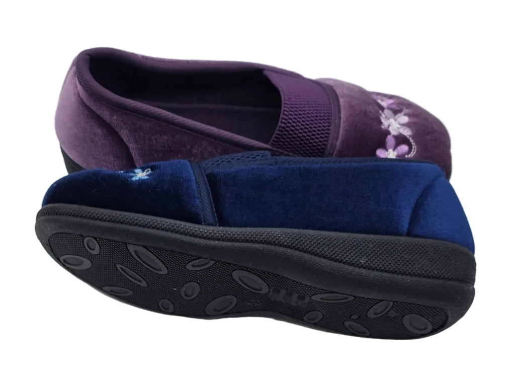 Women's Wide Fit Embroidered Slippers