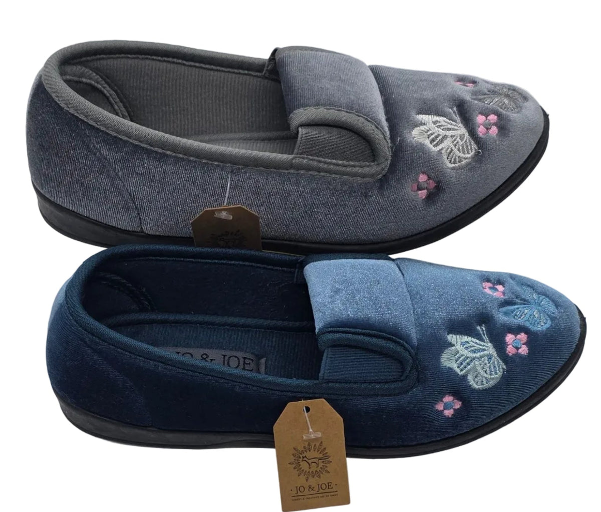 Women's Wide Fit Butterfly Embroidered Slippers