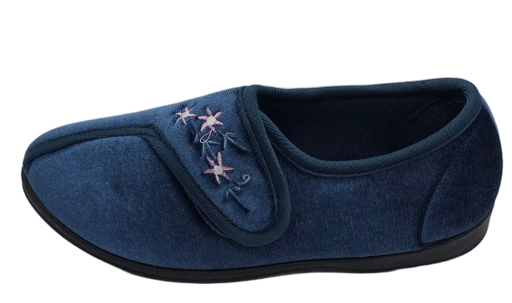 Women's Wide Fit Star Embroidered Slippers