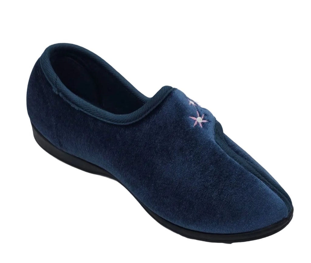 Women's Wide Fit Star Embroidered Slippers