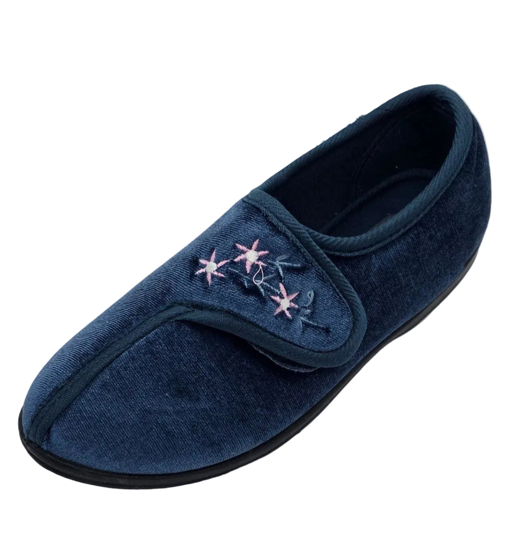 Women's Wide Fit Star Embroidered Slippers