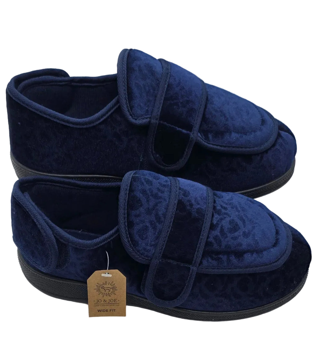 Women's Wide Fit Double Strap Touch-Fasten Slippers