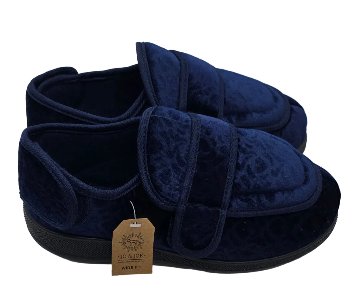 Women's Wide Fit Double Strap Touch-Fasten Slippers