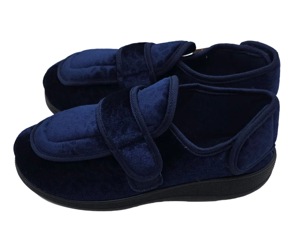 Women's Wide Fit Double Strap Touch-Fasten Slippers