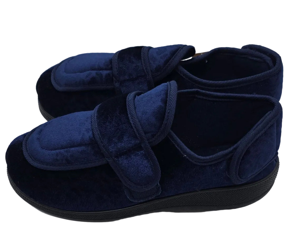 Women's Wide Fit Double Strap Touch-Fasten Slippers