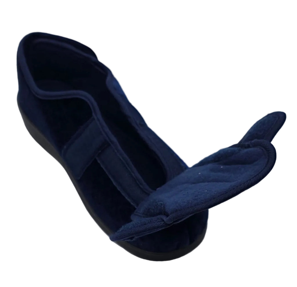 Women's Wide Fit Double Strap Touch-Fasten Slippers
