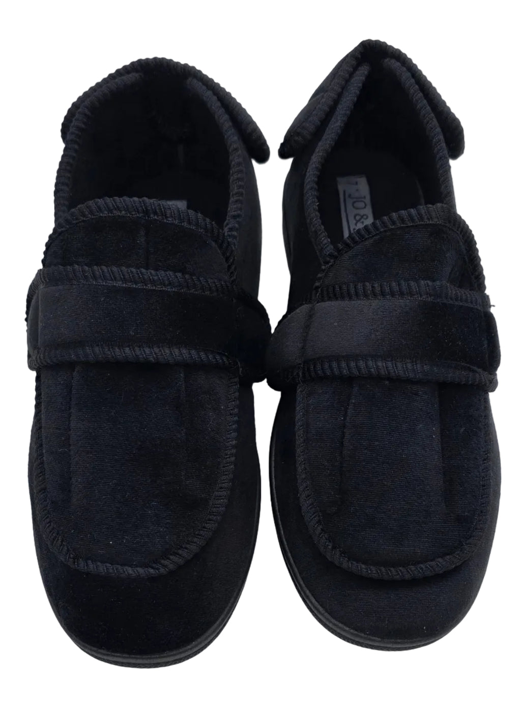 Men's wide fit black double strap touch-fasten slippers