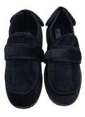 Men's wide fit black double strap touch-fasten slippers