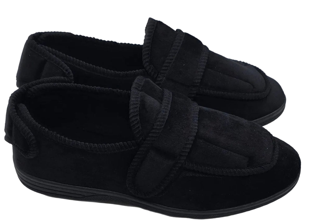 Men's Wide Fit Double Strap Touch-Fasten Slippers