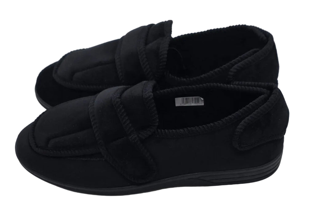 Men's Wide Fit Double Strap Touch-Fasten Slippers